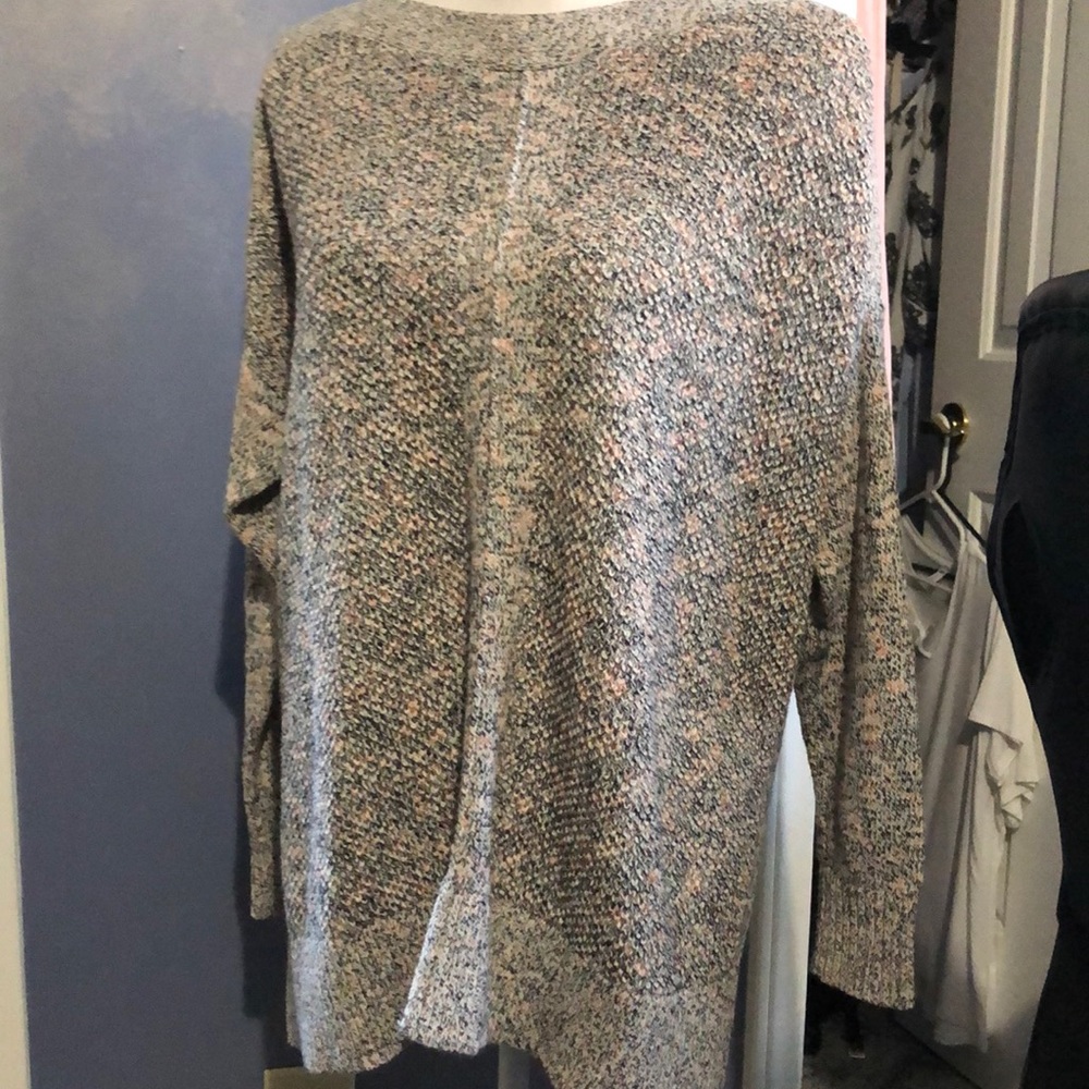 NWOT Loft boat neck, drop shoulder red/black/white oversized sweater